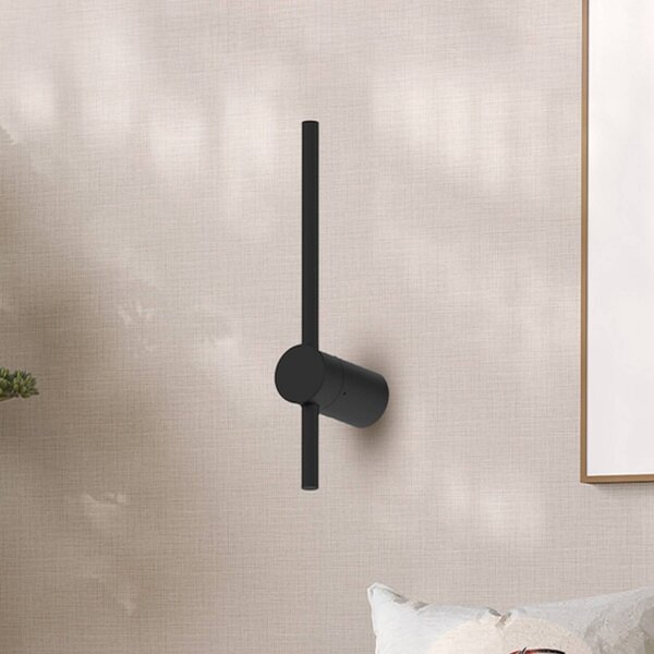 LED nástenné svetlo Swing, výška 30 cm, kov, čierna, Čierna, Obývacia izba / jedáleň, kov, Moderný, Nástenné svietidlo