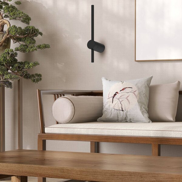 LED nástenné svetlo Swing, výška 30 cm, kov, čierna, Čierna, Obývacia izba / jedáleň, kov, Moderný, Nástenné svietidlo