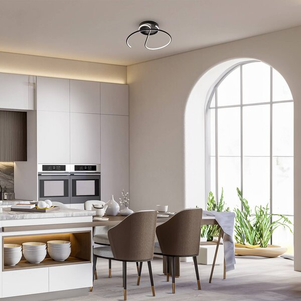 Milagro Lighting Stropné LED svetlo Delta, kov, čierne, 4 000 K, Čierna, Obývacia izba / jedáleň, kov, Moderný