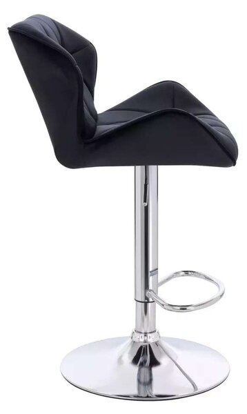 LuxuryForm DESIGN Barová stolička MILANO VELUR na striebornom tanieri - čierna