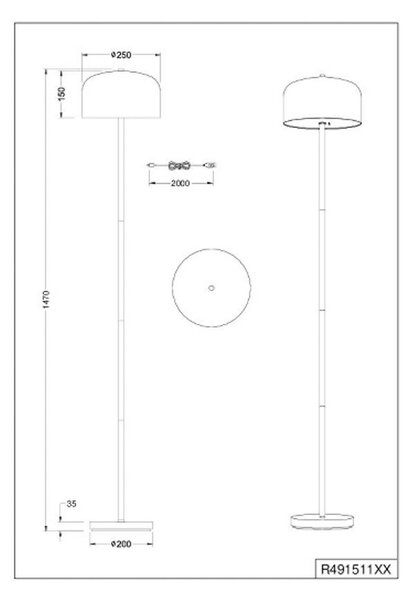 LED akumulátorová stojaca lampa Jeff, coffee, stmievateľná, výška 147 cm, Hnedá / hrdzavá, Spálňa, kov, Stojaca lampa