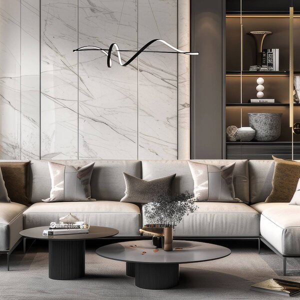 Milagro Lighting LED závesné svietidlo Sash, kov, čierne, 4 000 K, Čierna, Obývacia izba / jedáleň, kov, Moderný, Závesné svietidlo