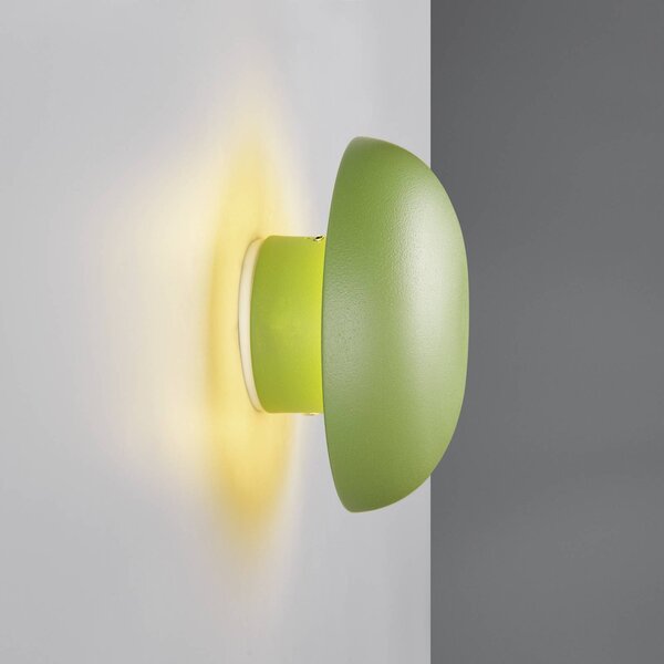 LED akumulátorové nástenné svetlo Davey, zelené, stmievateľné, Ø 15,5 cm, Zelená, Obývacia izba / jedáleň, kov, Nástenné svietidlo