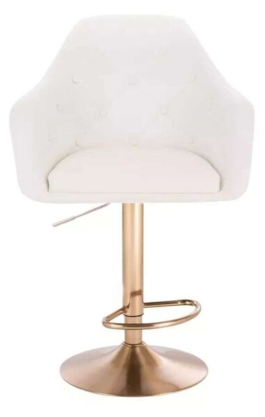 LuxuryForm DESIGN Barová stolička ANDORA na zlatom tanieri - biela