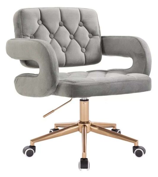LuxuryForm DESIGN Kreslo ADRIA VELUR na zlatej podstave s kolieskami - šedé