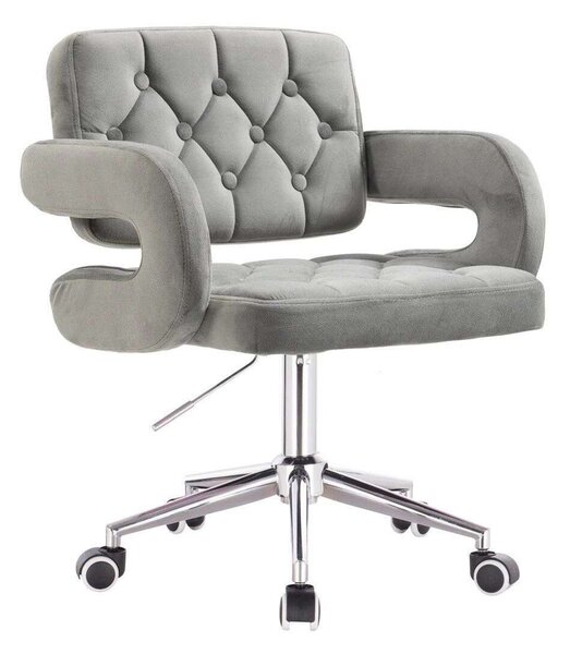LuxuryForm DESIGN Kreslo ADRIA VELUR na striebornej podstave s kolieskami - šedé