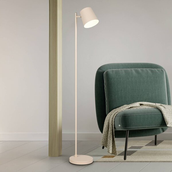 LED stojaca lampa Blake, piesková, kov, stmievateľné, Krémová / jantárovo žltá, Obývacia izba / jedáleň, kov, Stojaca lampa