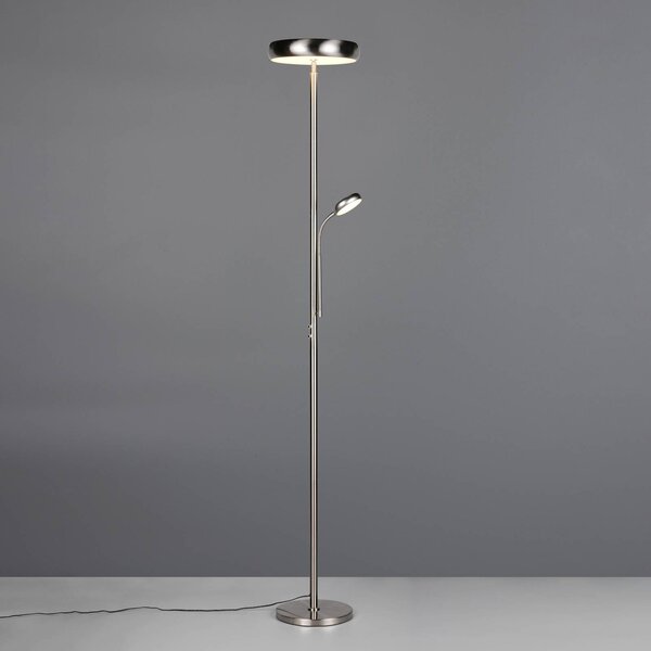 LED stojacia lampa Palermo, nikl matný, diaľkové ovládanie, pamäť, Chrómová / strieborná, Obývacia izba / jedáleň, kov, Zemné bodové svetlo