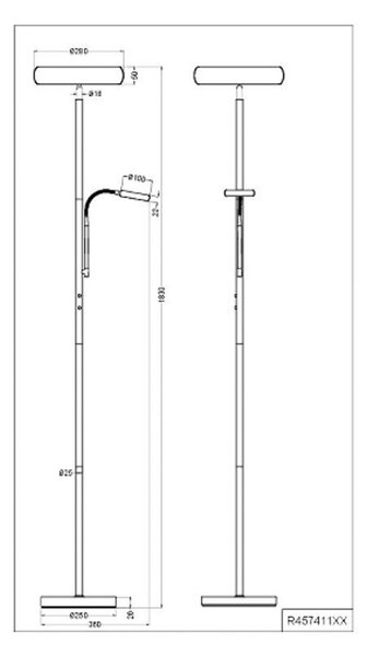LED stojacia lampa Palermo, čierna matná, diaľkové ovládanie, pamäť, Čierna, Obývacia izba / jedáleň, kov, Zemné bodové svetlo