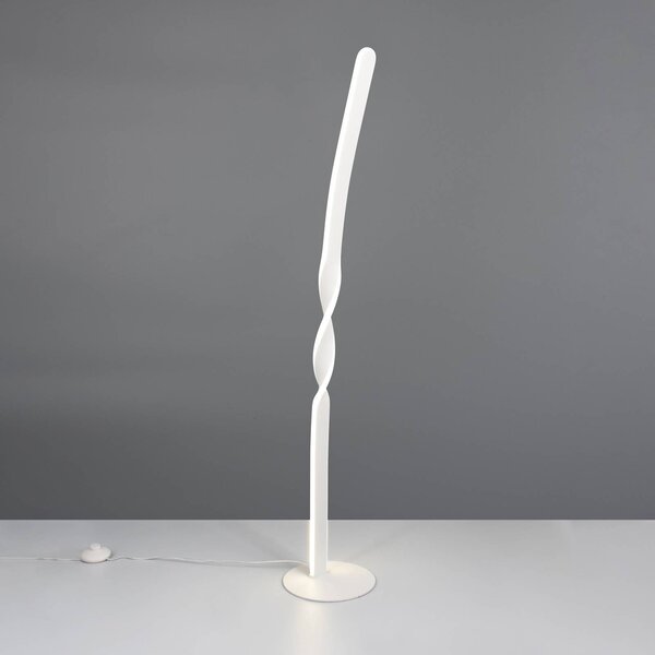 Reality Leuchten LED stojacia lampa Ginko, biela matná, kov, výška 110 cm, Biela / opálová, Obývacia izba / jedáleň, kov, Moderný, Stojaca lampa