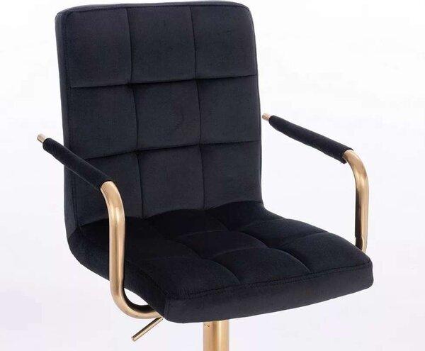LuxuryForm DESIGN Stolička VERONA GOLD VELUR na čiernom kríži - čierna