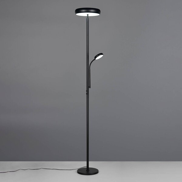 LED stojacia lampa Palermo, čierna matná, diaľkové ovládanie, pamäť, Čierna, Obývacia izba / jedáleň, kov, Zemné bodové svetlo