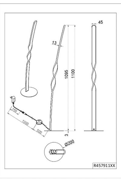 LED stojaca lampa Ginko, čierna matná, kov, výška 110 cm, Čierna, Obývacia izba / jedáleň, kov, Moderný, Stojaca lampa