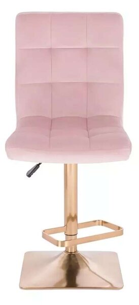 LuxuryForm DESIGN Barová stolička TOLEDO VELUR na zlatej hranatej podstave - ružová