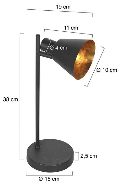Stolová lampa Oeroe, 1-pl., čierna, kov, E14, Čierna, Obývacia izba / jedáleň, kov