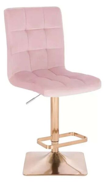 LuxuryForm DESIGN Barová stolička TOLEDO VELUR na zlatej hranatej podstave - ružová