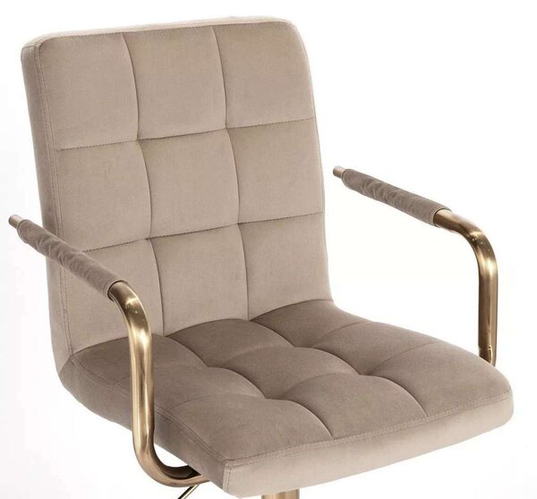 LuxuryForm DESIGN Barová stolička VERONA GOLD VELUR na čiernom tanieri - latte