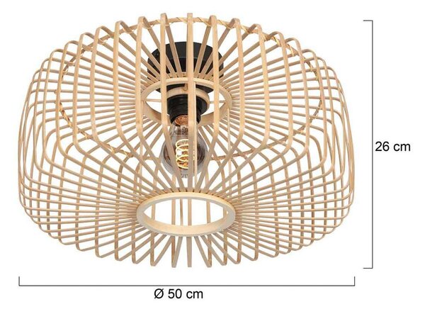 Steinhauer Stropné svietidlo Bloeba, Ø 50 cm, drevo, prírodné, E27, Svetlé drevo, Obývacia izba / jedáleň, Drevo, Škandinávsky