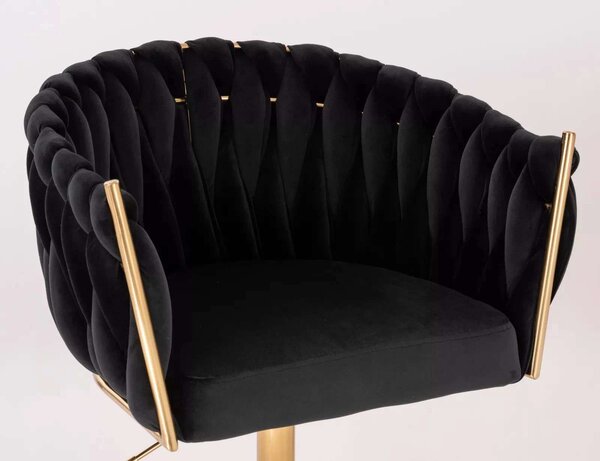 LuxuryForm DESIGN Kreslo NORDEN VELUR na zlatej podstave s kolieskami - čierne