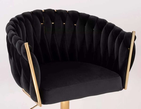 LuxuryForm DESIGN Kreslo NORDEN VELUR na zlatom tanieri - čierne
