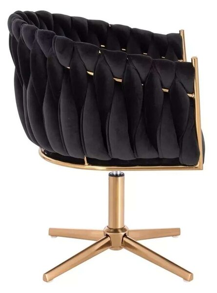 LuxuryForm DESIGN Kreslo NORDEN VELUR na zlatom kríži - čierne