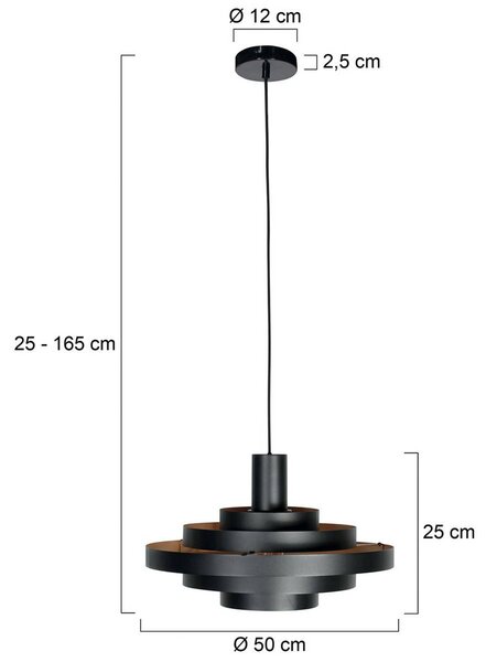 Závesné svietidlo Halo Cirque, čierne, kov, Ø 50 cm, E27, Čierna, Obývacia izba / jedáleň, kov, Moderný, Závesné svietidlo