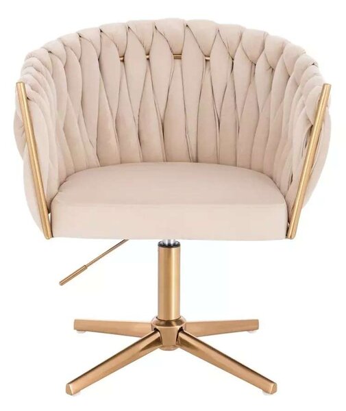 LuxuryForm DESIGN Kreslo NORDEN VELUR na zlatom kríži - krémové