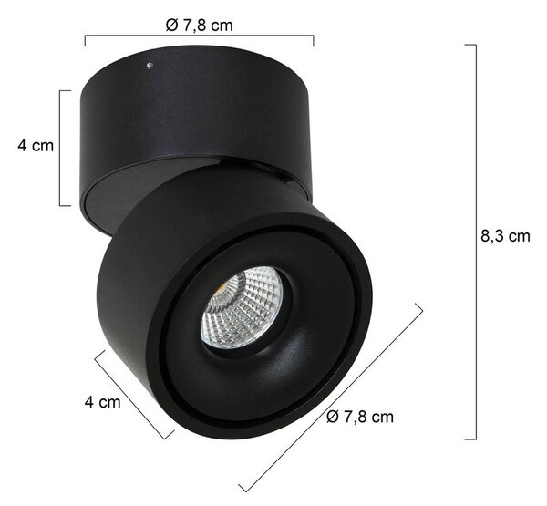 LED stropné bodové svetlá Fez, čierne, 1-pl., kovové, otočné, Čierna, Obývacia izba / jedáleň, kov, Moderný