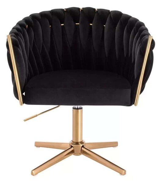 LuxuryForm DESIGN Kreslo NORDEN VELUR na zlatom kríži - čierne