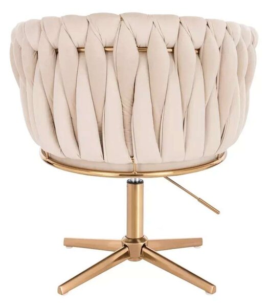 LuxuryForm DESIGN Kreslo NORDEN VELUR na zlatom kríži - krémové