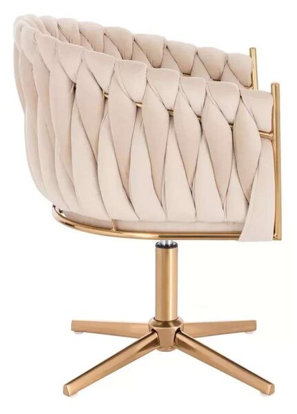 LuxuryForm DESIGN Kreslo NORDEN VELUR na zlatom kríži - krémové