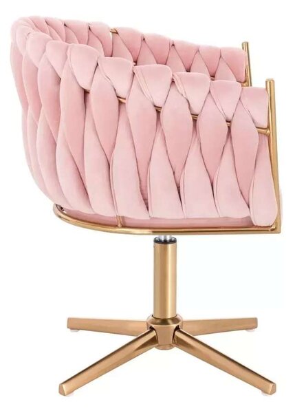 LuxuryForm DESIGN Kreslo NORDEN VELUR na zlatom kríži - ružové