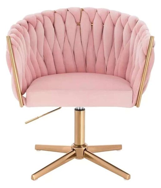 LuxuryForm DESIGN Kreslo NORDEN VELUR na zlatom kríži - ružové