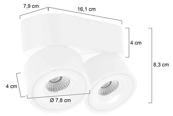 LED stropné bodové svetlá Fez, biele, 2-pl., kovové, otočné, Biela / opálová, Obývacia izba / jedáleň, kov, Moderný, Stropné svetlo
