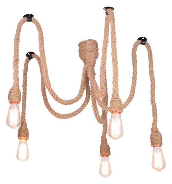 LED Luster na lanku ROPE CASA 5xE27/10W/230V pavúk