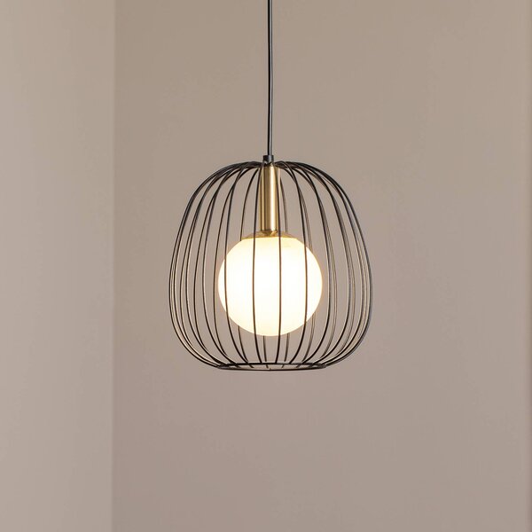 Závesné svietidlo Bell S, Ø 24 cm, 1-pl., čierna/zlatá/biela, Čierna, Obývacia izba / jedáleň, kov, Moderný, Závesné svietidlo