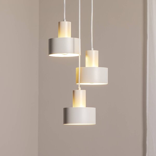 Závesné svietidlo Rif 3, taupe, okrúhle, 3-pl., Ø 33 cm, oceľ, Krémová / jantárovo žltá, Obývacia izba / jedáleň, kov, Moderný, Závesné svietidlo