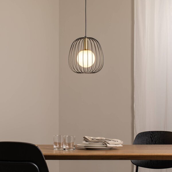 Závesné svietidlo Bell S, Ø 24 cm, 1-pl., čierna/zlatá/biela, Čierna, Obývacia izba / jedáleň, kov, Moderný, Závesné svietidlo