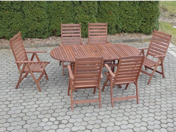 Záhradná stolová zostava Garen - 6 miest, hnedá
