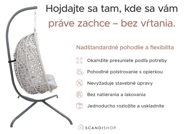 Závesné kreslo MOLINE so stojanom, čierne