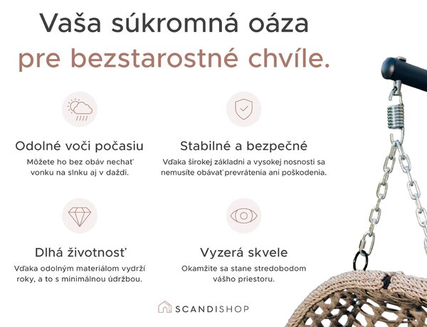 Závesné kreslo MOLINE so stojanom, čierne