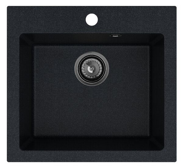 Sink Quality Ferrum 50, kuchynský granitový drez 490x450x195 mm + čierny sifón, brocade, SKQ-FER.B.1K50.XB