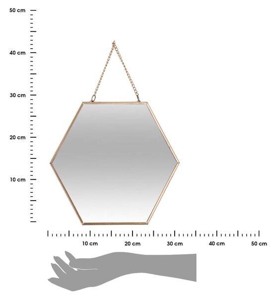 Závesné zrkadlo Hexagon, zlaté, sada 3ks