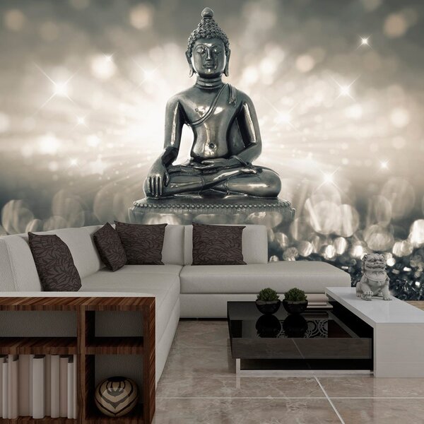 Samolepiaca tapeta Budha v striebornom prevedení - Silver Buddha - 147x105