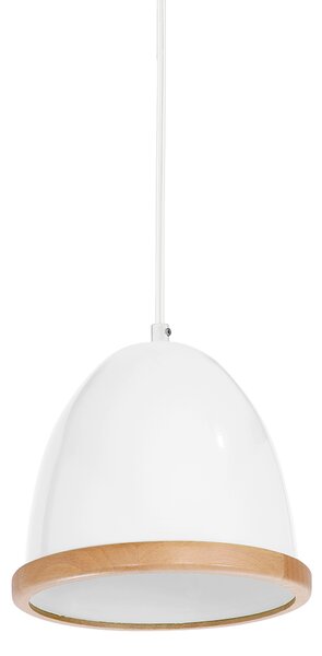 Závesné svietidlo Studio, 1x drevené/biele kovové tienidlo, (fi 21cm), w/br