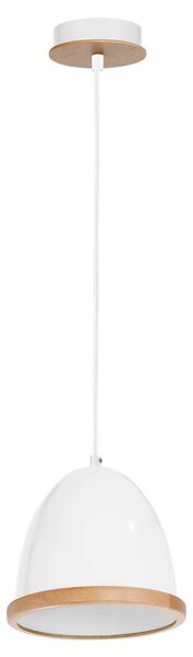 Závesné svietidlo Studio, 1x drevené/biele kovové tienidlo, (fi 21cm), w/br