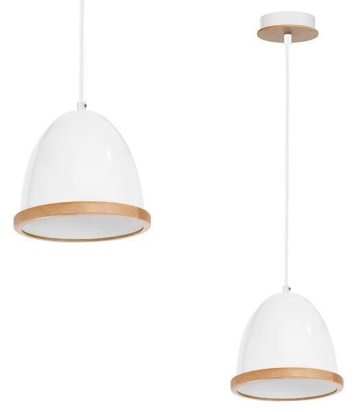 Závesné svietidlo Studio, 1x drevené/biele kovové tienidlo, (fi 21cm), w/br