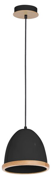Závesné svietidlo Studio, 1x drevené/čierne kovové tienidlo, (fi 21cm), b/br