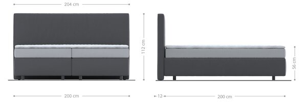 DELIFE Boxspring posteľ Dream-Well manšester strieborno-šedá 200x200 cm bonellový matrac topper