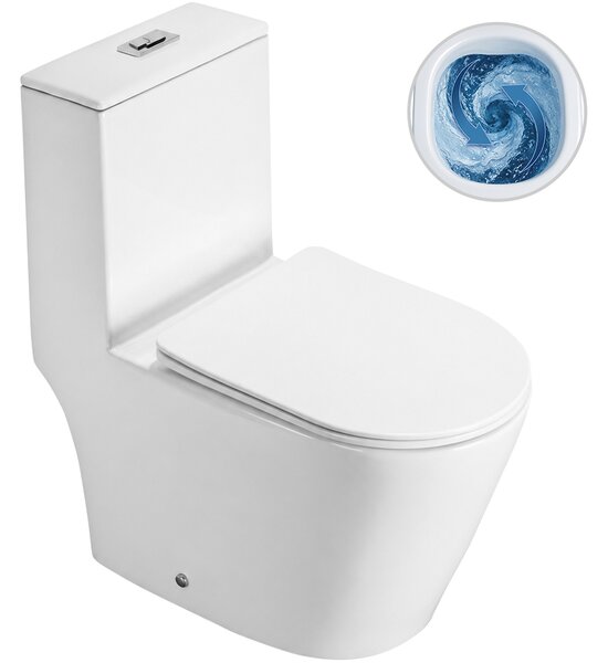 CERANO - WC kombi Marmo, Double Vortex + Slim/UF sedátko - spodný/zadný odpad - biela lesklá - 70x36 cm